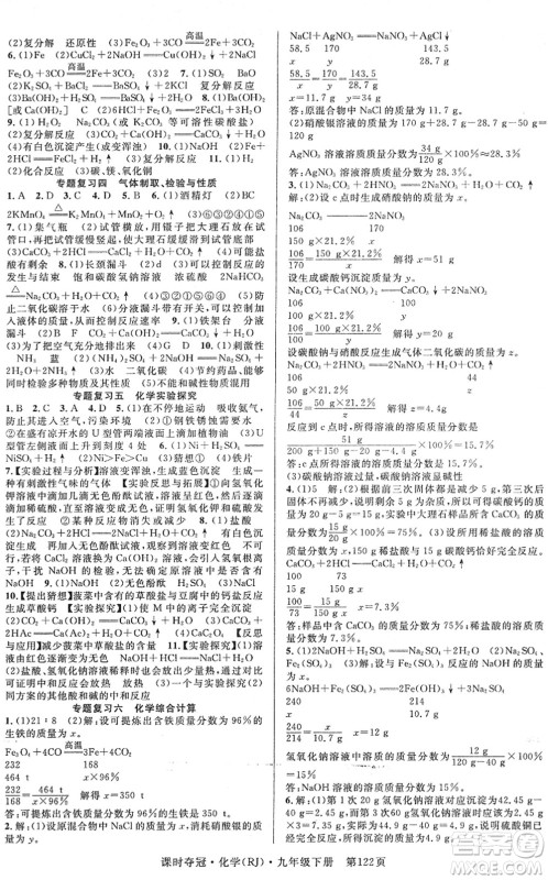安徽师范大学出版社2022课时夺冠九年级化学下册RJ人教版答案 安徽师范大学出版社2022课时夺冠九年级化学下册RJ人教版答案