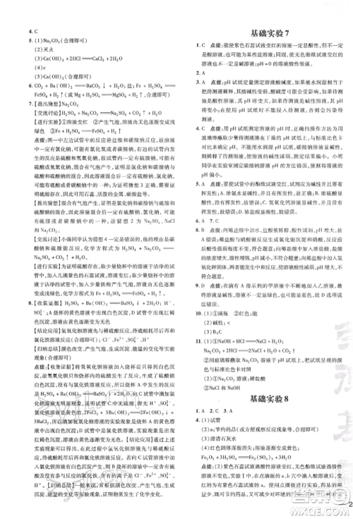 吉林教育出版社2022点拨训练课时作业本九年级下册化学沪教版参考答案