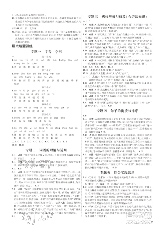 吉林教育出版社2022点拨训练课时作业本九年级下册语文人教版参考答案