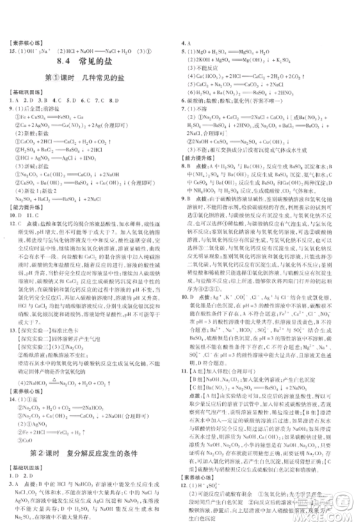 吉林教育出版社2022点拨训练课时作业本九年级下册化学科学版参考答案 吉林教育出版社2022点拨训练课时作业本九年级下册化学科学版参考答案