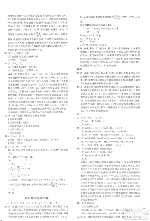 吉林教育出版社2022点拨训练课时作业本九年级下册化学科学版参考答案 吉林教育出版社2022点拨训练课时作业本九年级下册化学科学版参考答案