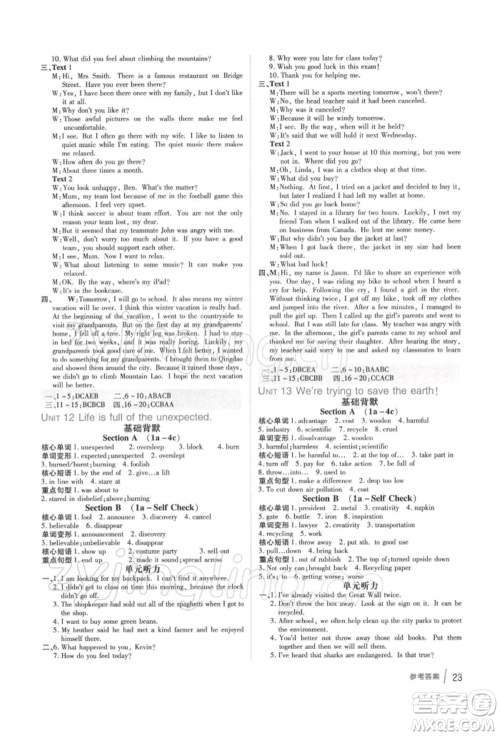 吉林教育出版社2022点拨训练课时作业本九年级下册英语人教版参考答案 吉林教育出版社2022点拨训练课时作业本九年级下册英语人教版参考答案