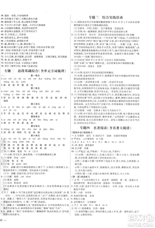 安徽教育出版社2022点拨训练课时作业本九年级下册语文人教版安徽专版参考答案 安徽教育出版社2022点拨训练课时作业本九年级下册语文人教版安徽专版参考答案