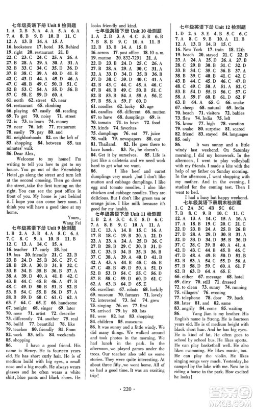 新疆文化出版社2022课时掌控七年级英语下册RJ人教版答案 新疆文化出版社2022课时掌控七年级英语下册RJ人教版答案