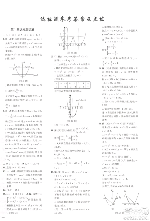 吉林教育出版社2022点拨训练课时作业本九年级下册数学湘教版参考答案