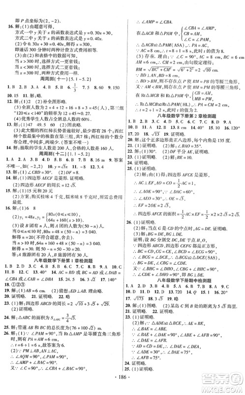 新疆文化出版社2022课时掌控八年级数学下册XJ湘教版答案