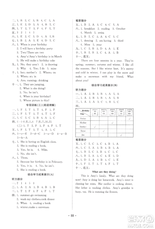 山东教育出版社2022金钥匙小学英语试卷基础练五年级下册人教版参考答案