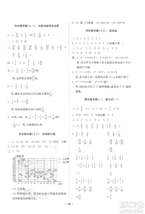 山东教育出版社2022金钥匙小学数学试卷基础练五年级下册人教版参考答案