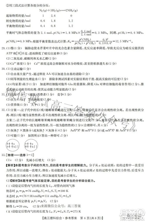 2022年4月河南省高三模拟考试理科综合试题及答案 2022年4月河南省高三模拟考试理科综合试题及答案
