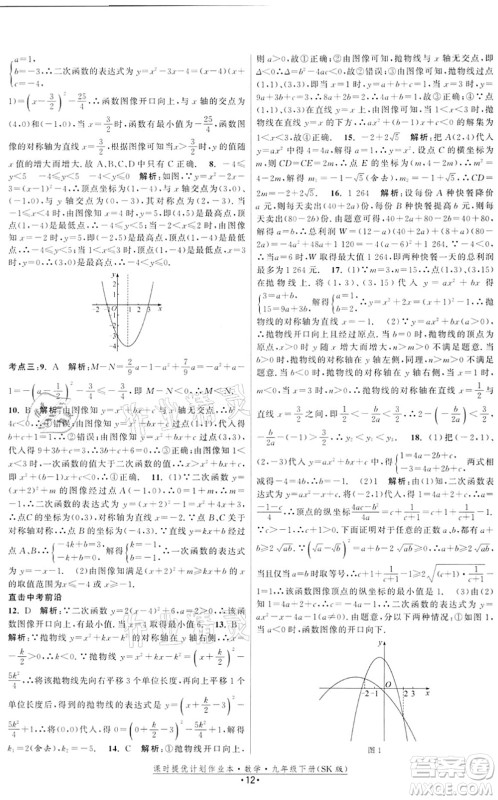 江苏人民出版社2022课时提优计划作业本九年级数学下册SK苏科版答案