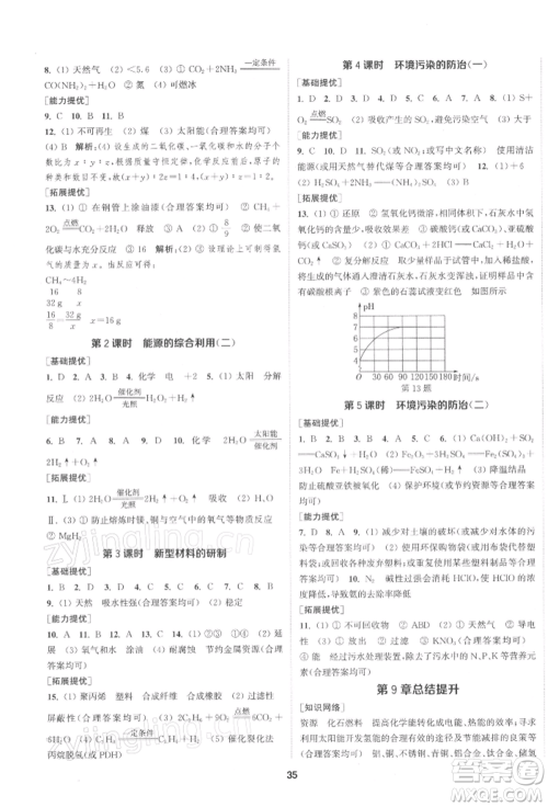 南京大学出版社2022提优训练课课练九年级下册化学上海版徐州专版参考答案