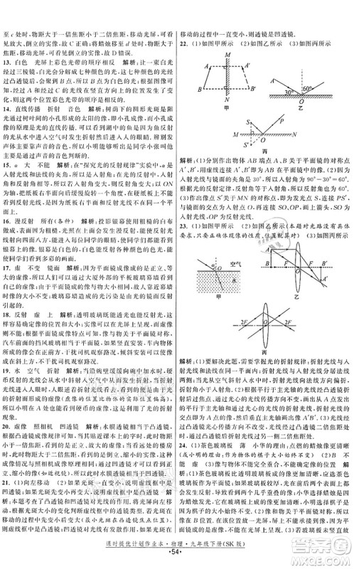 江苏人民出版社2022课时提优计划作业本九年级物理下册SK苏科版答案