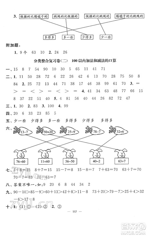 延边大学出版社2022江苏好卷一年级数学下册苏教版答案