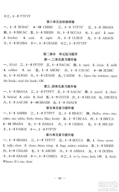 延边大学出版社2022江苏好卷三年级英语下册译林版答案