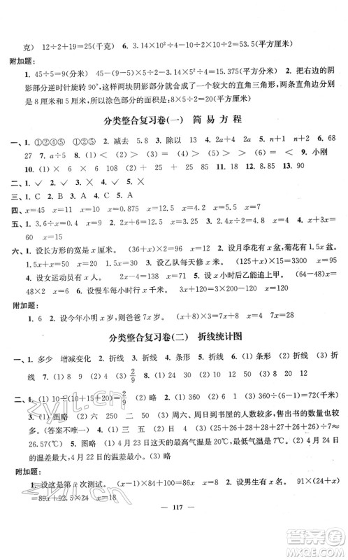 延边大学出版社2022江苏好卷五年级数学下册苏教版答案