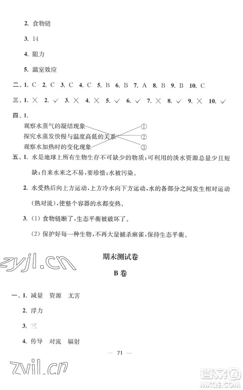 延边大学出版社2022江苏好卷五年级科学下册教科版答案 延边大学出版社2022江苏好卷五年级科学下册教科版答案