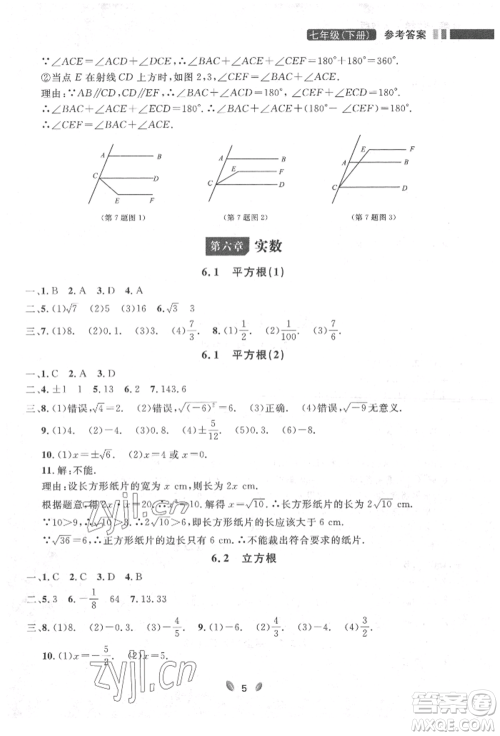 延边大学出版社2022点石成金金牌夺冠七年级下册数学人教版参考答案