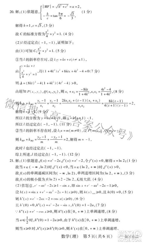 智慧上进2021-2022学年高三二轮复习验收考试理科数学答案