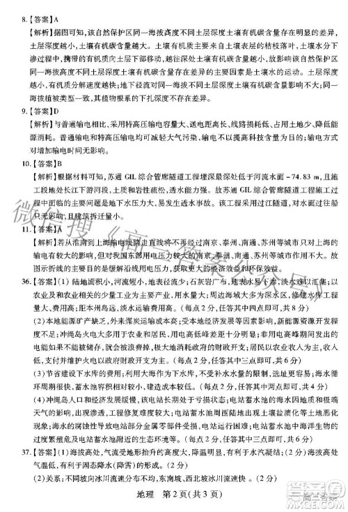 智慧上进2021-2022学年高三二轮复习验收考试文科综合答案