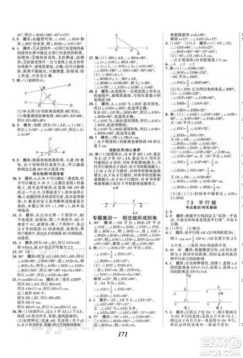 云南科技出版社2022全优课堂考点集训与满分备考七年级下册数学冀教版参考答案