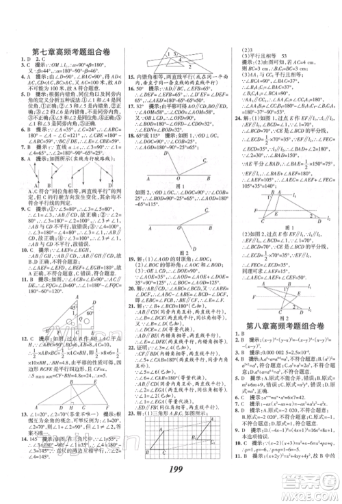 云南科技出版社2022全优课堂考点集训与满分备考七年级下册数学冀教版参考答案