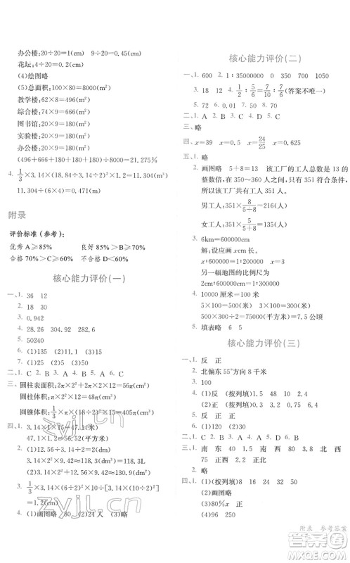 龙门书局2022黄冈小状元作业本六年级数学下册JS江苏版答案