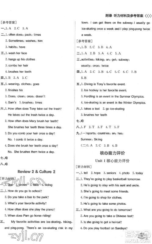 龙门书局2022黄冈小状元作业本五年级英语下册KX开心版答案