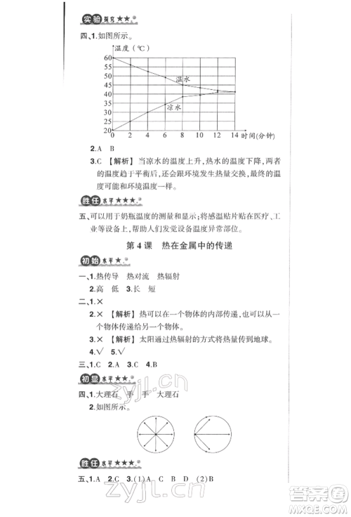 武汉出版社2022状元成才路创优作业100分五年级下册科学教科版参考答案