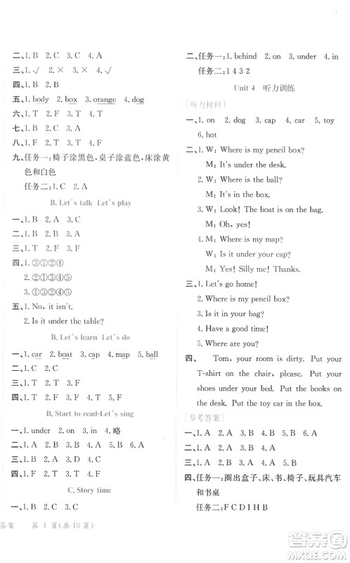 龙门书局2022黄冈小状元作业本三年级英语下册RP人教PEP版广东专版答案 龙门书局2022黄冈小状元作业本三年级英语下册RP人教PEP版广东专版答案