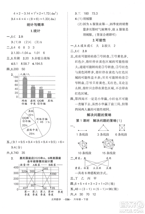 西安出版社2022状元成才路创优作业100分六年级下册数学北师大版参考答案 西安出版社2022状元成才路创优作业100分六年级下册数学北师大版参考答案
