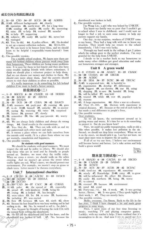 江苏凤凰美术出版社2022成长空间全程跟踪测试卷八年级英语下册江苏版答案