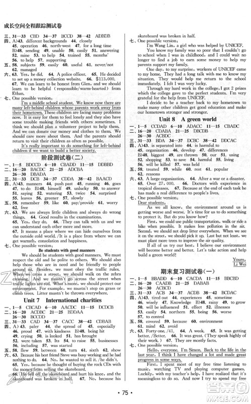 江苏凤凰美术出版社2022成长空间全程跟踪测试卷八年级英语下册江苏版徐州专版答案