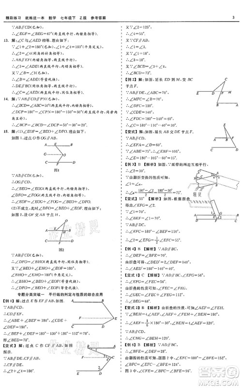 浙江工商大学出版社2022精彩练习就练这一本七年级数学下册Z浙教版答案