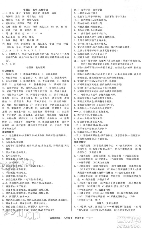 浙江工商大学出版社2022精彩练习就练这一本八年级语文下册R人教版答案