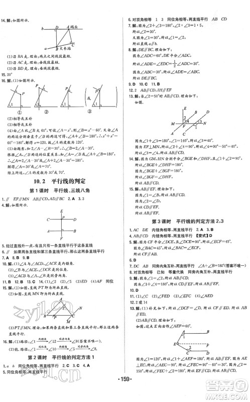 湖南教育出版社2022一本同步训练七年级数学下册HK沪科版安徽专版答案