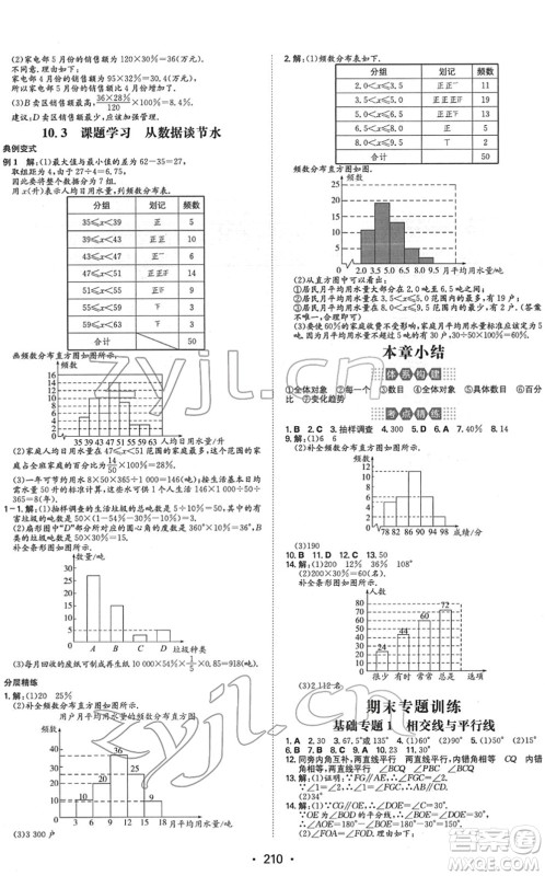 湖南教育出版社2022一本同步训练七年级数学下册RJ人教版重庆专版答案