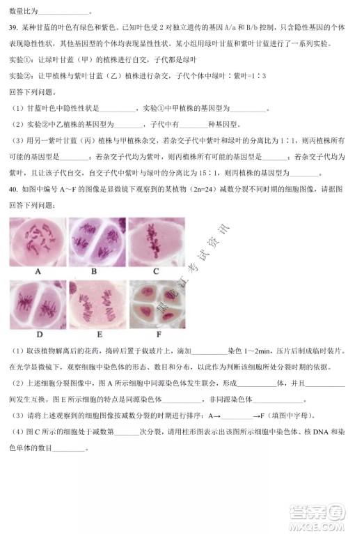 哈九中2021级高一下学期4月生物阶段性验收考试试题及答案