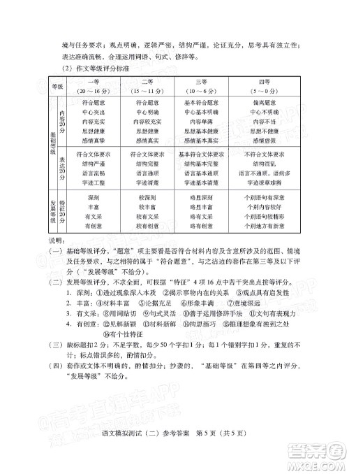 广东2022年普通高等学校招生全国统一考试模拟测试二语文试题及答案 广东2022年普通高等学校招生全国统一考试模拟测试二语文试题及答案