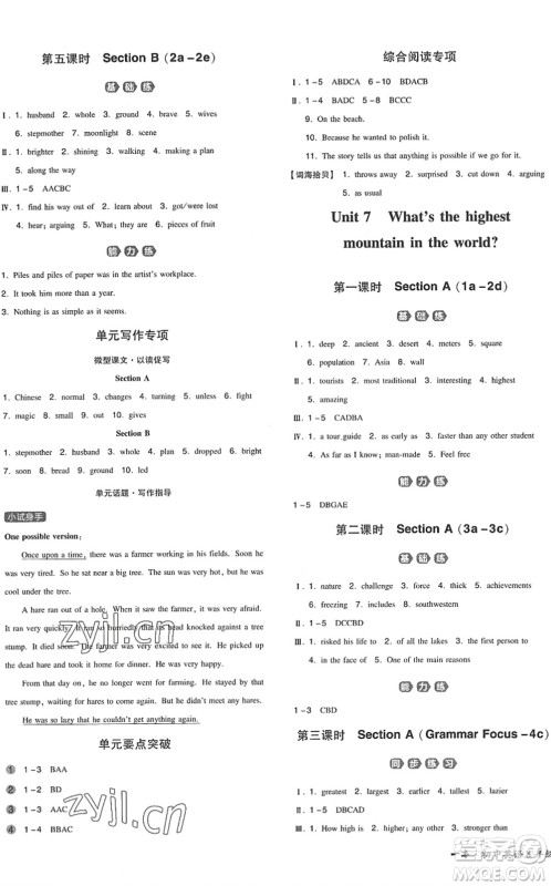 湖南教育出版社2022一本同步训练八年级英语下册RJ人教版安徽专版答案