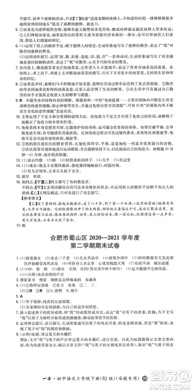 湖南教育出版社2022一本同步训练八年级语文下册RJ人教版安徽专版答案