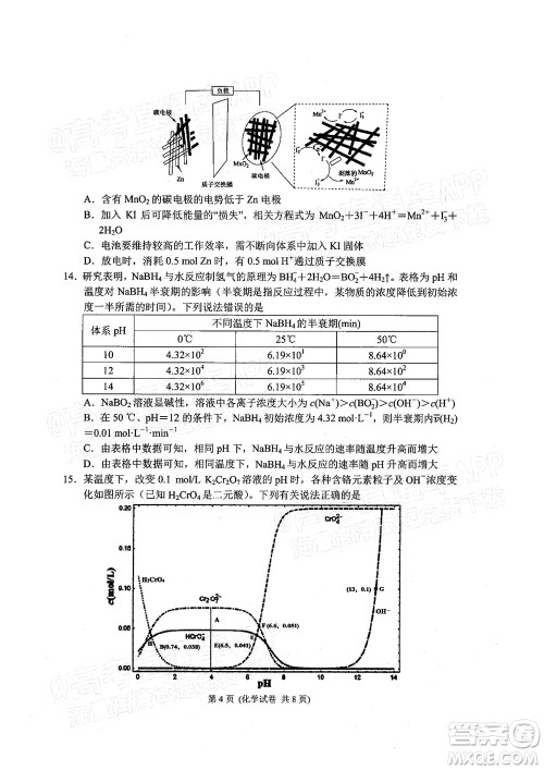 2022年大连市高三第一次模拟考试化学试题及答案