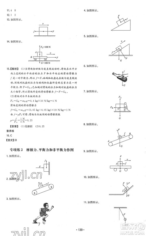 湖南教育出版社2022一本同步训练八年级物理下册RJ人教版答案