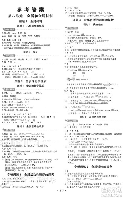 湖南教育出版社2022一本同步训练九年级化学下册RJ人教版答案 湖南教育出版社2022一本同步训练九年级化学下册RJ人教版答案