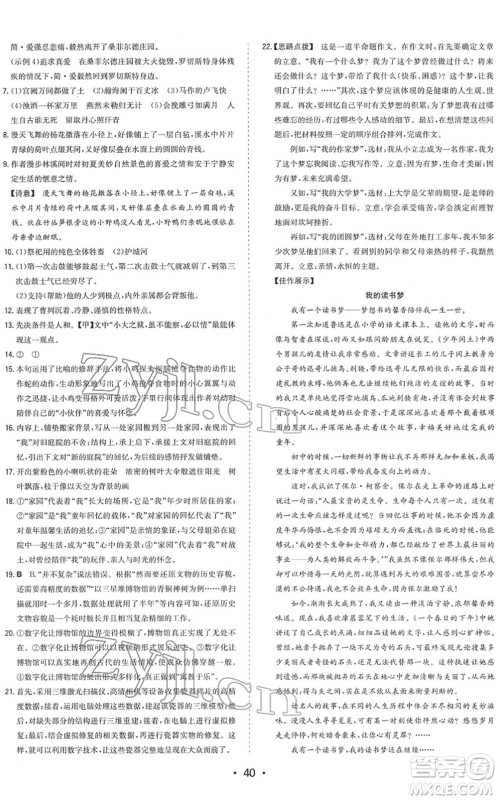 湖南教育出版社2022一本同步训练九年级语文下册RJ人教版答案