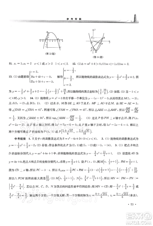 华东师范大学出版社2022学习检测九年级下册数学华东师大版河南专版参考答案