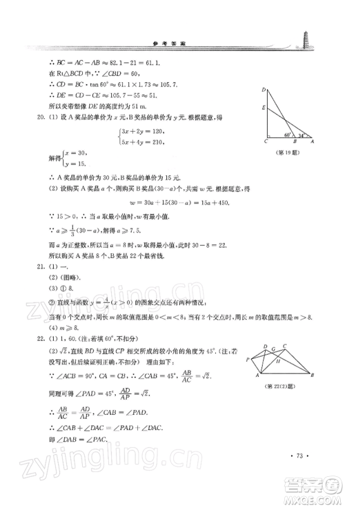 华东师范大学出版社2022学习检测九年级下册数学华东师大版河南专版参考答案