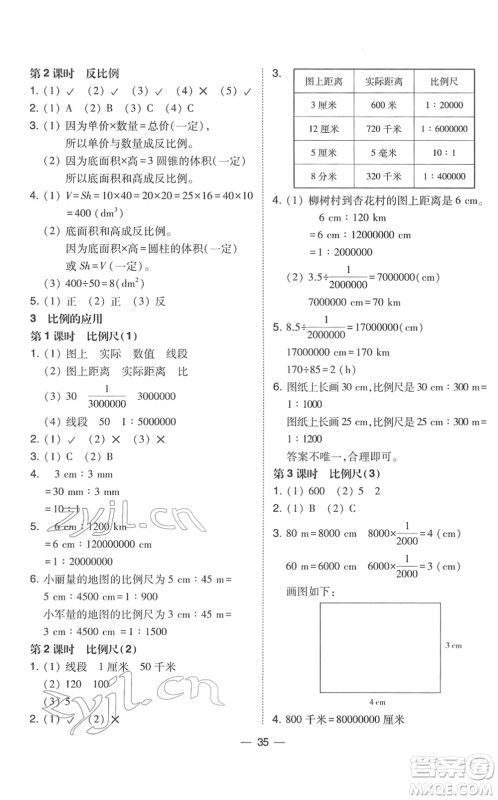 东北师范大学出版社2022北大绿卡课时同步训练六年级数学下册人教版答案