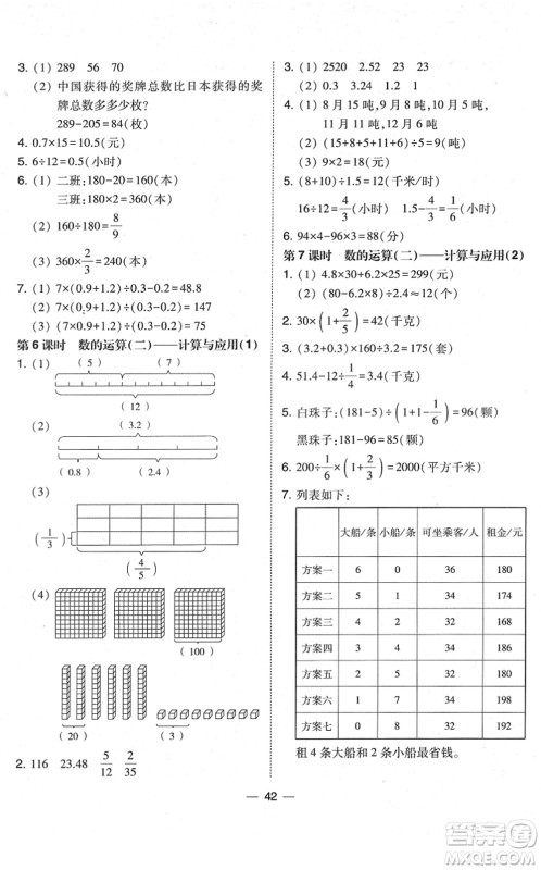 东北师范大学出版社2022北大绿卡课时同步训练六年级数学下册北师大版答案