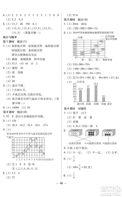 东北师范大学出版社2022北大绿卡课时同步训练六年级数学下册北师大版答案