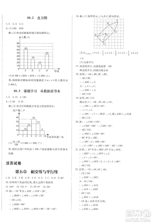 延边大学出版社2022本土攻略七年级下册数学人教版参考答案